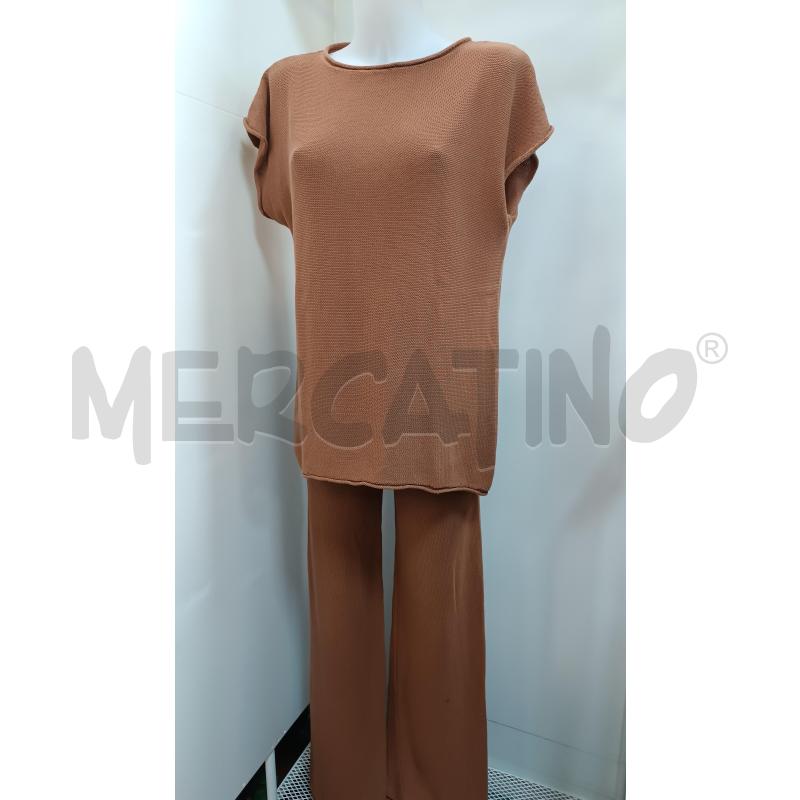 COMPLETO DONNA KONTATTO MARRONE DI MAGLIA CANOTTA + PANTALONE  | Mercatino dell'Usato Torino tenivelli 1