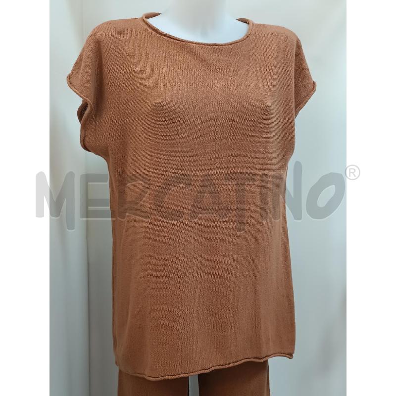 COMPLETO DONNA KONTATTO MARRONE DI MAGLIA CANOTTA + PANTALONE  | Mercatino dell'Usato Torino tenivelli 2