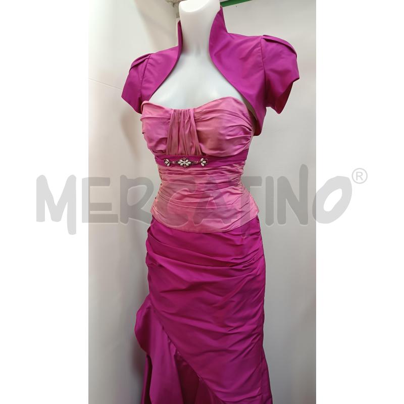 COMPLETO DONNA LINEA RAFFAELLI RASO ROSA FUCSIA GONNA+TOP+COPRISPALLE | Mercatino dell'Usato Torino tenivelli 1