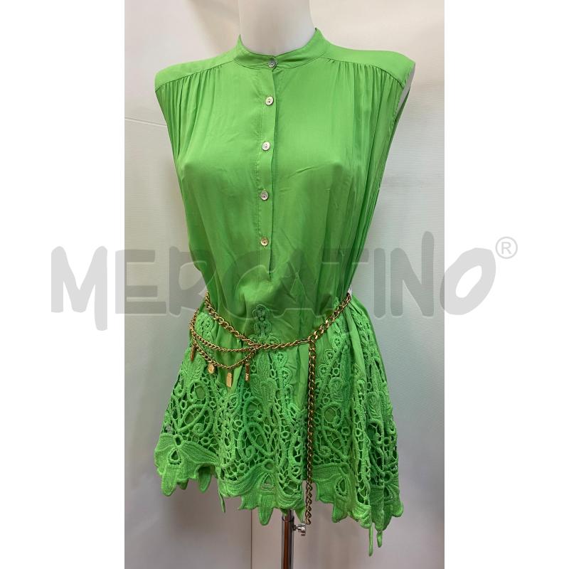 COMPLETO DONNA RAFFAELA D'ANGELO VERDE BLUSA SMANICATA E PANTALONCINO MACRAME | Mercatino dell'Usato Torino tenivelli 3