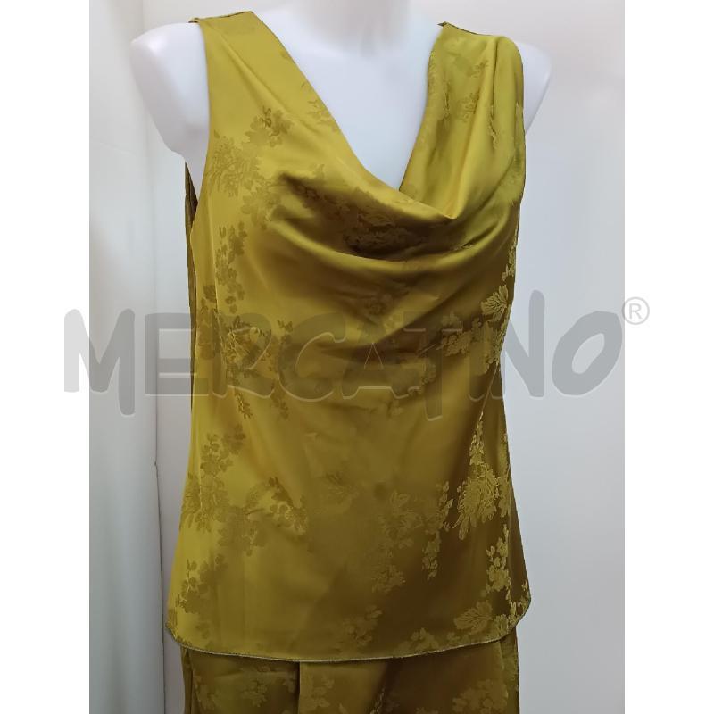 COMPLETO DONNA VERDE SATINATO FLOREALE CANOTTA + PANTALONE  | Mercatino dell'Usato Torino tenivelli 2