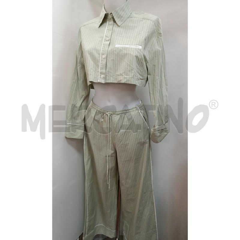 COMPLETO DONNA ZARA PANTALONE+CAMICIA VERDE GESSATA BIANCA | Mercatino dell'Usato Torino tenivelli 1