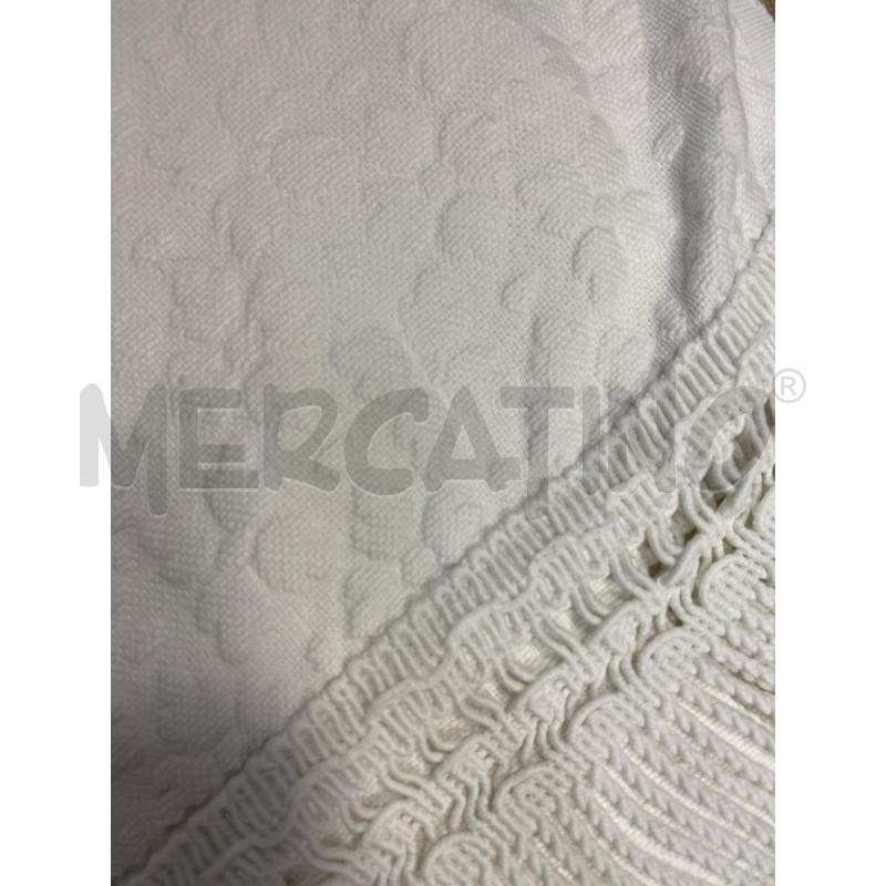 COPRI LETTO MATRIMONIALE 270X220 BIANCO TRAMMA FLOREALE E FRANGE  | Mercatino dell'Usato Torino tenivelli 3