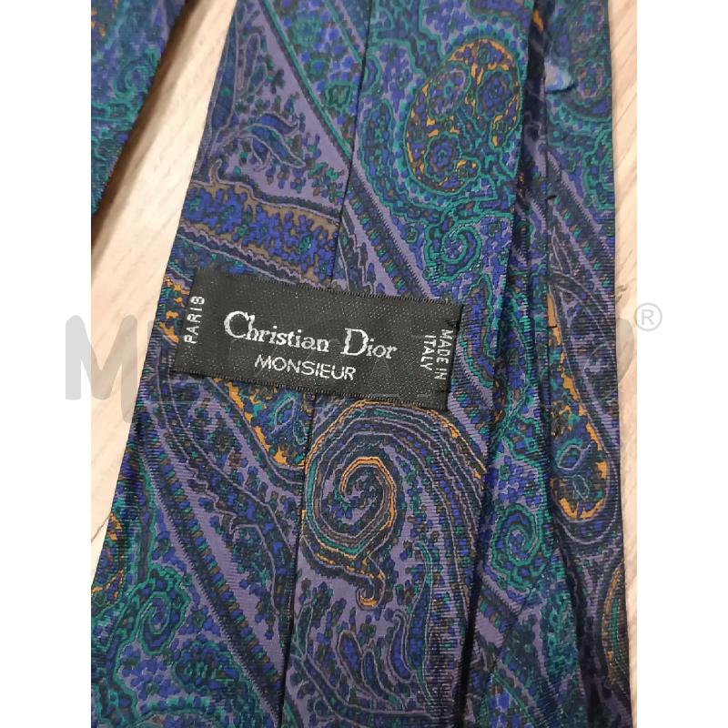 CRAVATTA CHRISTIAN DIOR FANTASIA ARABESCHE BLU VIOLA VERDE TURCHESE  | Mercatino dell'Usato Torino tenivelli 3
