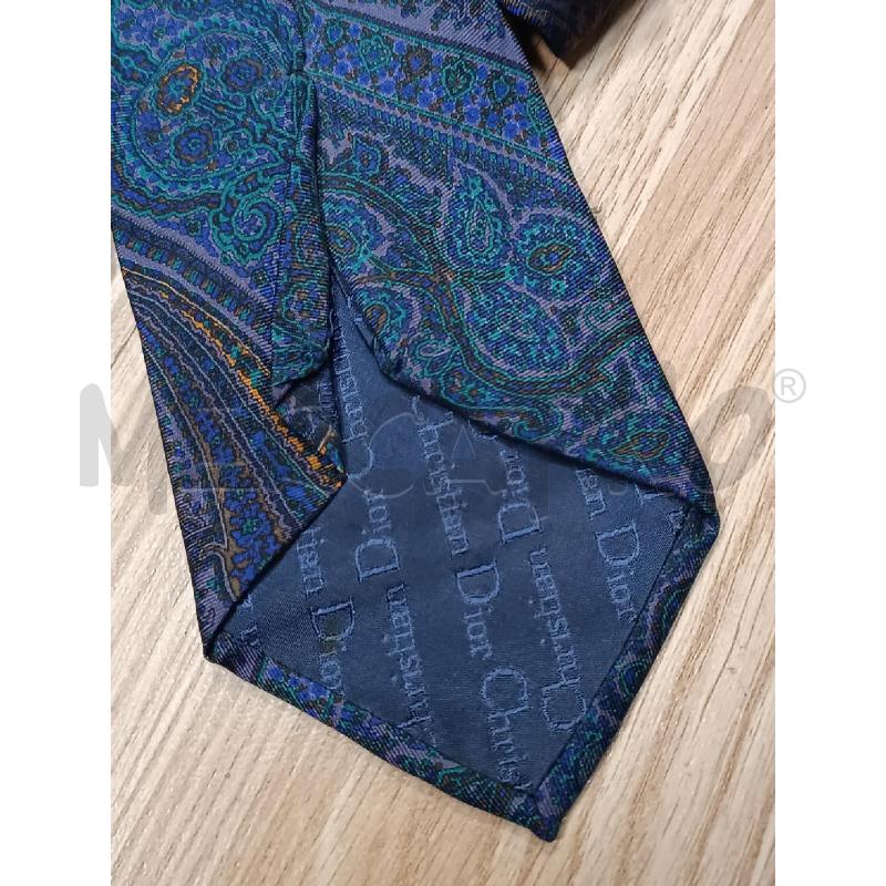 CRAVATTA CHRISTIAN DIOR FANTASIA ARABESCHE BLU VIOLA VERDE TURCHESE  | Mercatino dell'Usato Torino tenivelli 4