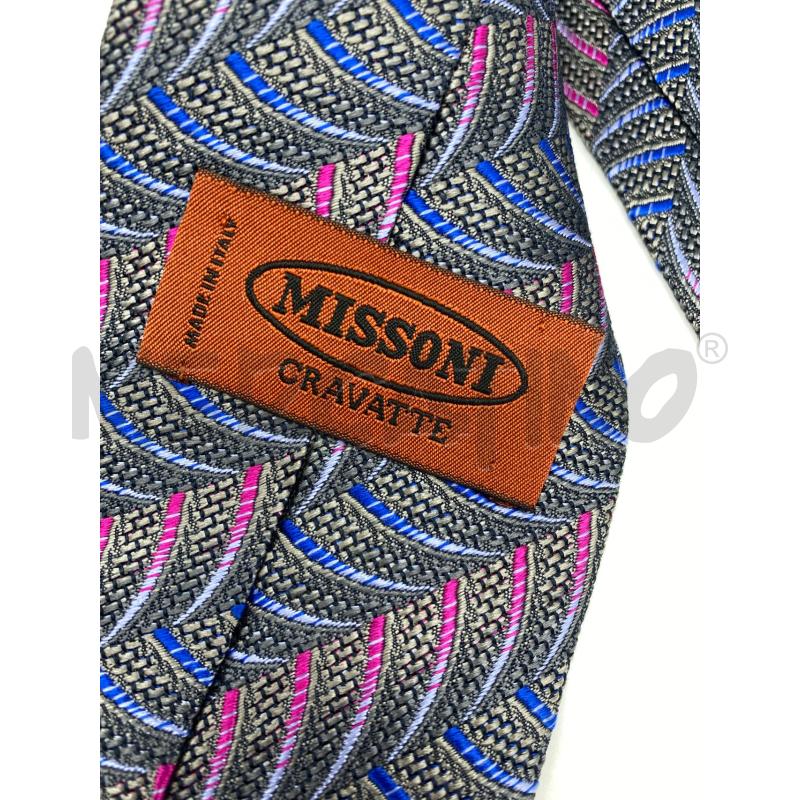 CRAVATTA MISSONI IN SETA GRIGIA FANTASIA ROSA BLU | Mercatino dell'Usato Torino tenivelli 4
