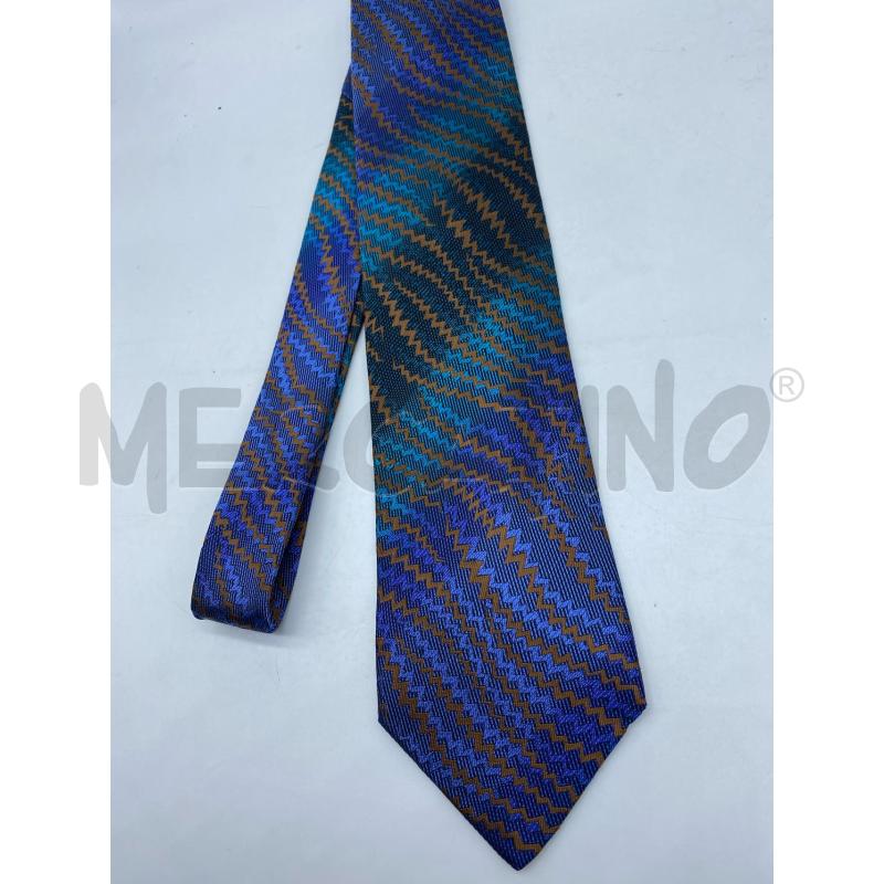 CRAVATTA MISSONI STRINGATA BLU LILLA TURCHESE ZIG ZAG MARRONE  | Mercatino dell'Usato Torino tenivelli 1