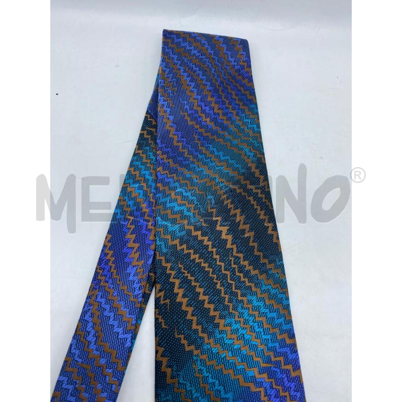 CRAVATTA MISSONI STRINGATA BLU LILLA TURCHESE ZIG ZAG MARRONE  | Mercatino dell'Usato Torino tenivelli 2
