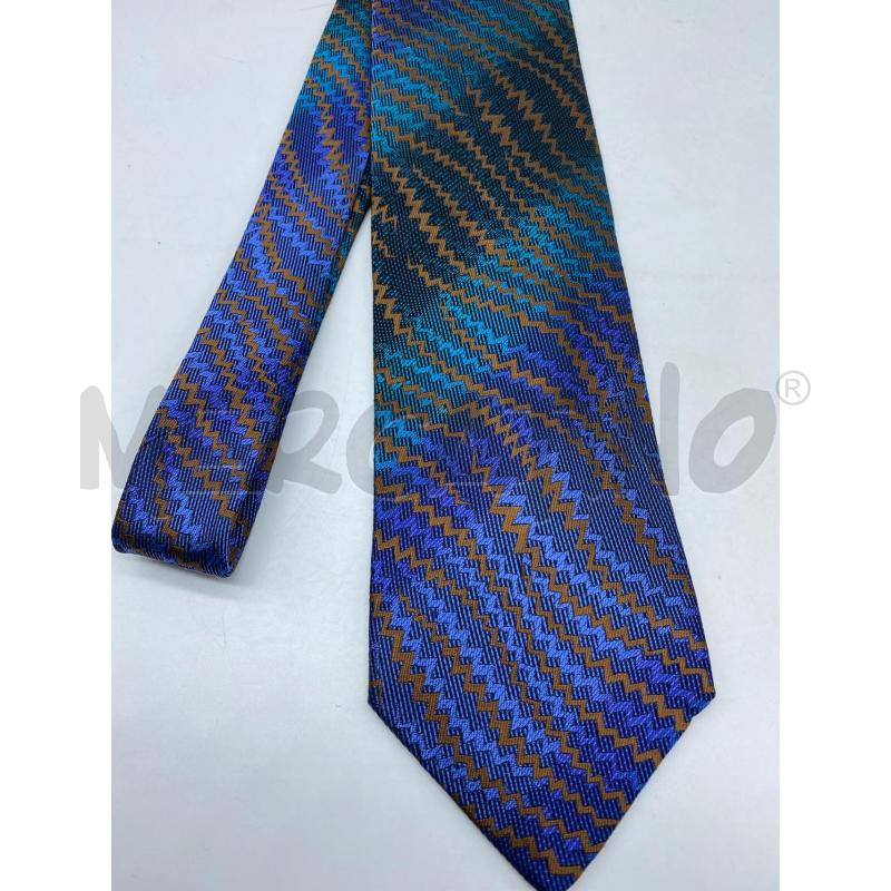 CRAVATTA MISSONI STRINGATA BLU LILLA TURCHESE ZIG ZAG MARRONE  | Mercatino dell'Usato Torino tenivelli 3