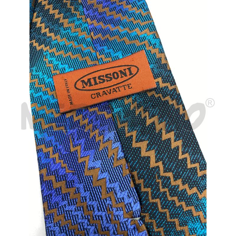 CRAVATTA MISSONI STRINGATA BLU LILLA TURCHESE ZIG ZAG MARRONE  | Mercatino dell'Usato Torino tenivelli 4