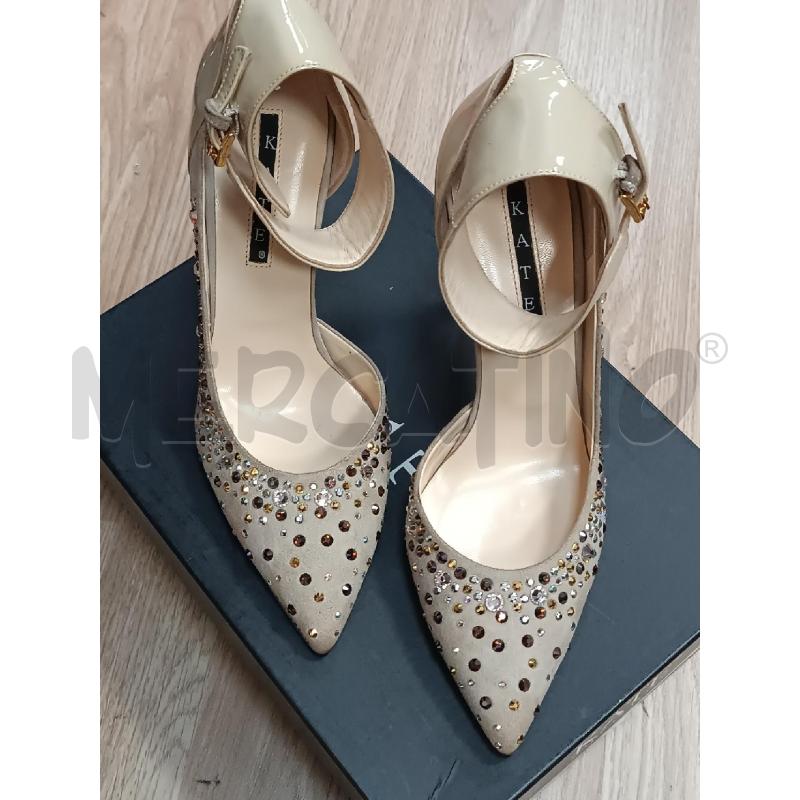 DECOLLETE KATE BEIGE SCAMOSCIATA E VERNICE E STRASS  | Mercatino dell'Usato Torino tenivelli 1