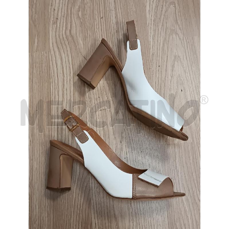 DECOLLETE NAPOLEONI MARRONE BIANCO TACCO 7CM  | Mercatino dell'Usato Torino tenivelli 2