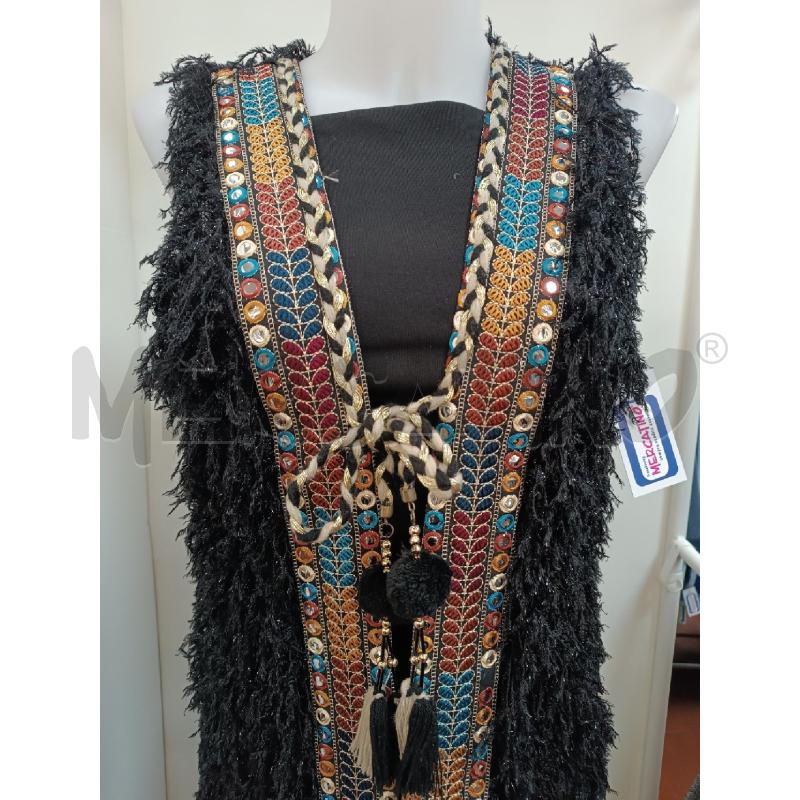 GILET DONNA MY STORY PARIS NERO PELLUCCIOSO BORDI ETNICI LUCCICANTE  | Mercatino dell'Usato Torino tenivelli 2