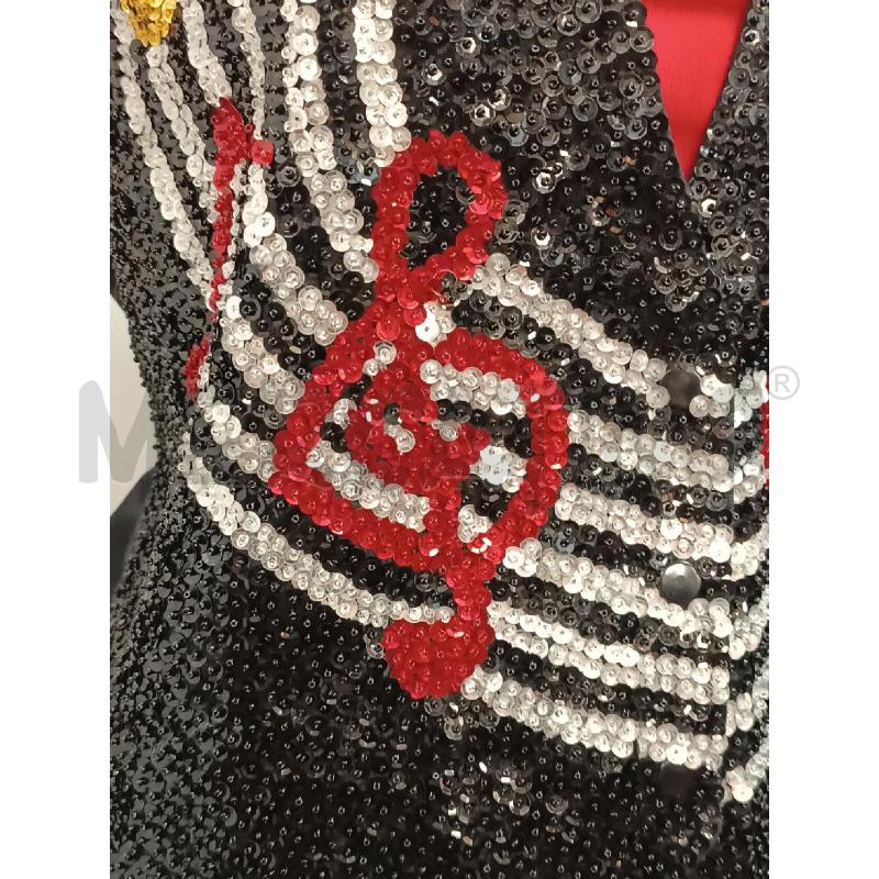 GILET UNISEX HANDMADE IN INDONESIA NERO NOTE MUSICALE E PAILLETTES   | Mercatino dell'Usato Torino tenivelli 3