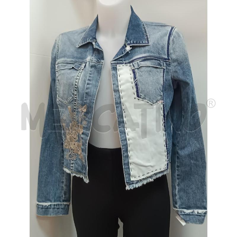 GIUBBINO DONNA TRUSSARDI JEANS LAVVAGGIO CLASSICO RICAMI FIORI BEIGE  | Mercatino dell'Usato Torino tenivelli 1