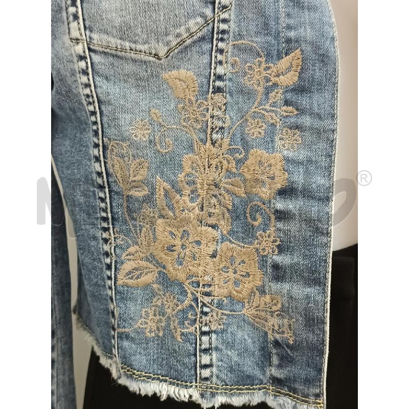 GIUBBINO DONNA TRUSSARDI JEANS LAVVAGGIO CLASSICO RICAMI FIORI BEIGE  | Mercatino dell'Usato Torino tenivelli 2