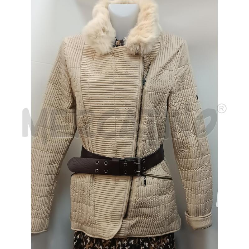 GIUBBOTTO DONNA POST CARD BEIGE COLLETTO PELLICCIA VERA RIMUOVIBILE  | Mercatino dell'Usato Torino tenivelli 1