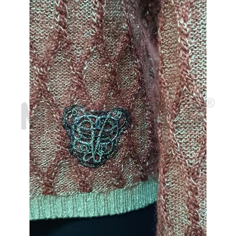 GOLFINO DONNA BORBONESE BORDEAUX BEIGE FILO DORATO  | Mercatino dell'Usato Torino tenivelli 2