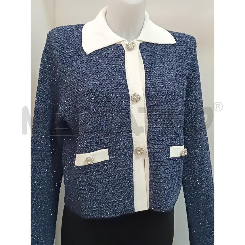 GOLFINO DONNA LIU-JO BLU INSERTI BIANCHI BOTTONI STRASS | Mercatino dell'Usato Torino tenivelli 1