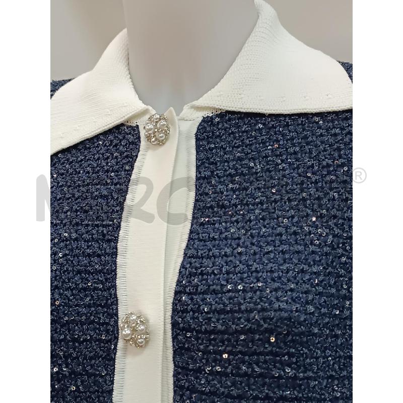 GOLFINO DONNA LIU-JO BLU INSERTI BIANCHI BOTTONI STRASS | Mercatino dell'Usato Torino tenivelli 2