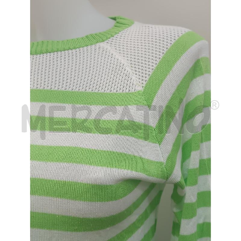 MAGLIA DONNA CROCHE RIGHE VERDI BIANCHE  | Mercatino dell'Usato Torino tenivelli 2