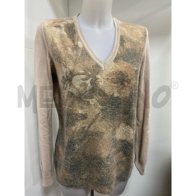 MAGLIA DONNA D.EXTERIOE BEIGE FANTASIA PAILLETTES MARRONE BEIGE  | Mercatino dell'Usato Torino tenivelli 1