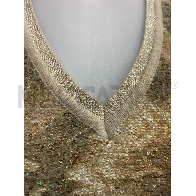 MAGLIA DONNA D.EXTERIOE BEIGE FANTASIA PAILLETTES MARRONE BEIGE  | Mercatino dell'Usato Torino tenivelli 2