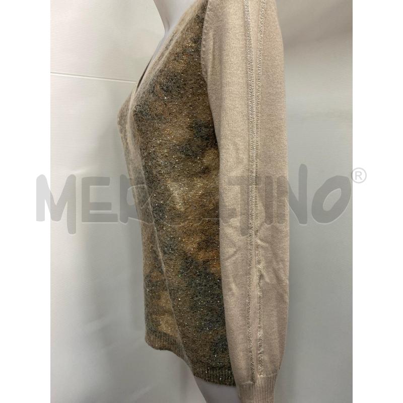 MAGLIA DONNA D.EXTERIOE BEIGE FANTASIA PAILLETTES MARRONE BEIGE  | Mercatino dell'Usato Torino tenivelli 3