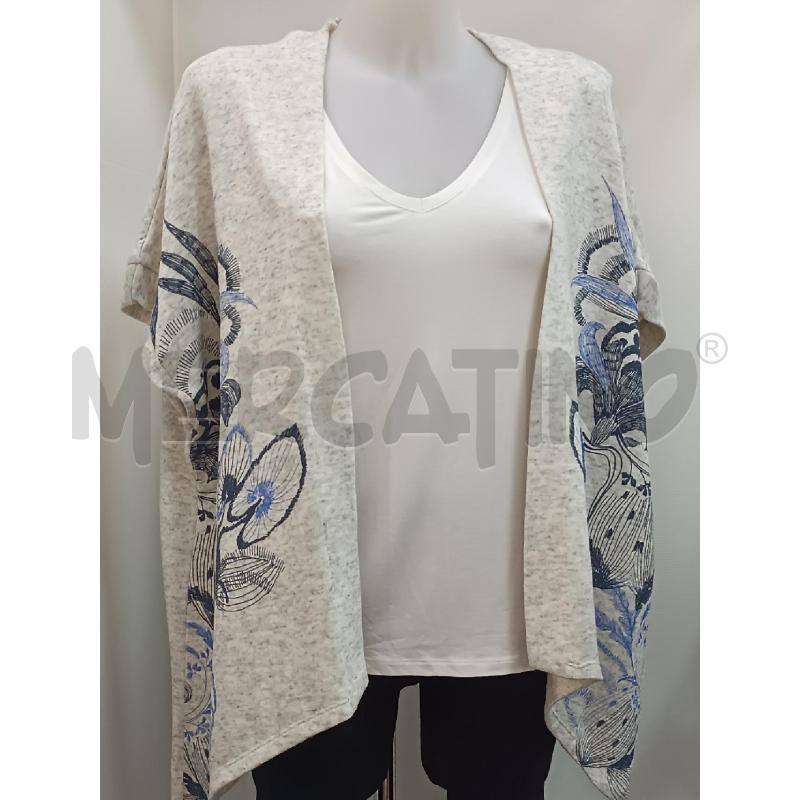 MAGLIA DONNA DESIGUAL MAGLIETTA BIANCA + GOLFINO SMANICATO GRIGIO FLOREALE  | Mercatino dell'Usato Torino tenivelli 1