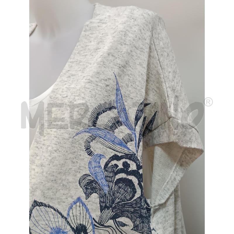 MAGLIA DONNA DESIGUAL MAGLIETTA BIANCA + GOLFINO SMANICATO GRIGIO FLOREALE  | Mercatino dell'Usato Torino tenivelli 2