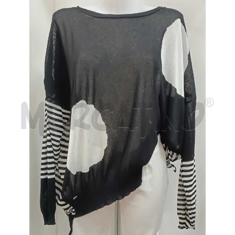MAGLIA DONNA MANILA GRACE NERO BIANCO RIGHE E PALLINE  | Mercatino dell'Usato Torino tenivelli 1