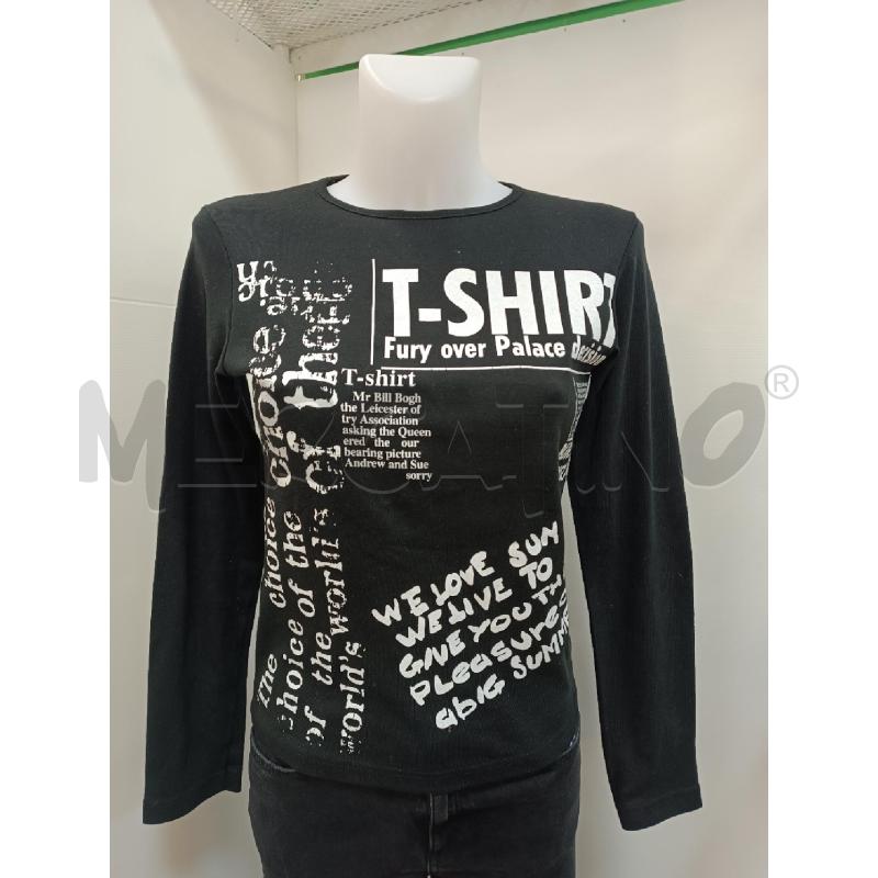 MAGLIA DONNA OOPS NERA SCRITTE BIANCHE T-SHIRT  | Mercatino dell'Usato Torino tenivelli 1