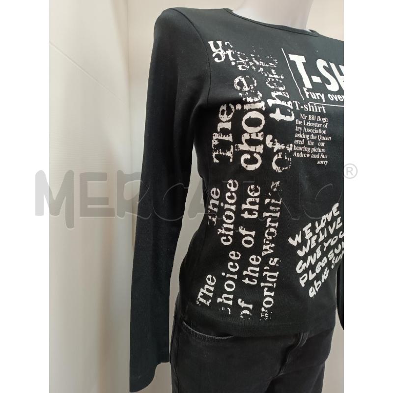 MAGLIA DONNA OOPS NERA SCRITTE BIANCHE T-SHIRT  | Mercatino dell'Usato Torino tenivelli 2