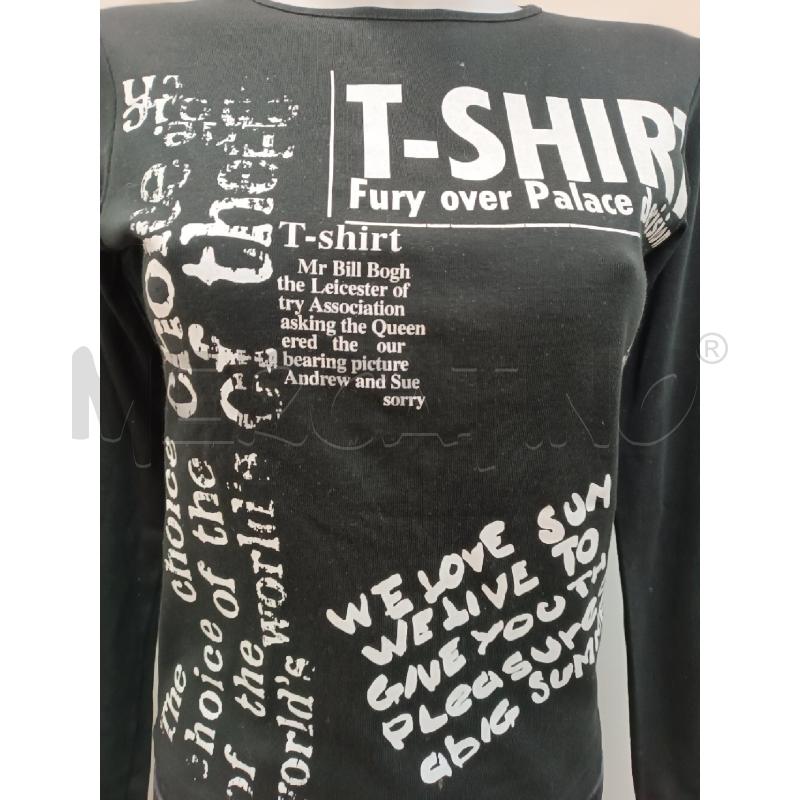 MAGLIA DONNA OOPS NERA SCRITTE BIANCHE T-SHIRT  | Mercatino dell'Usato Torino tenivelli 3