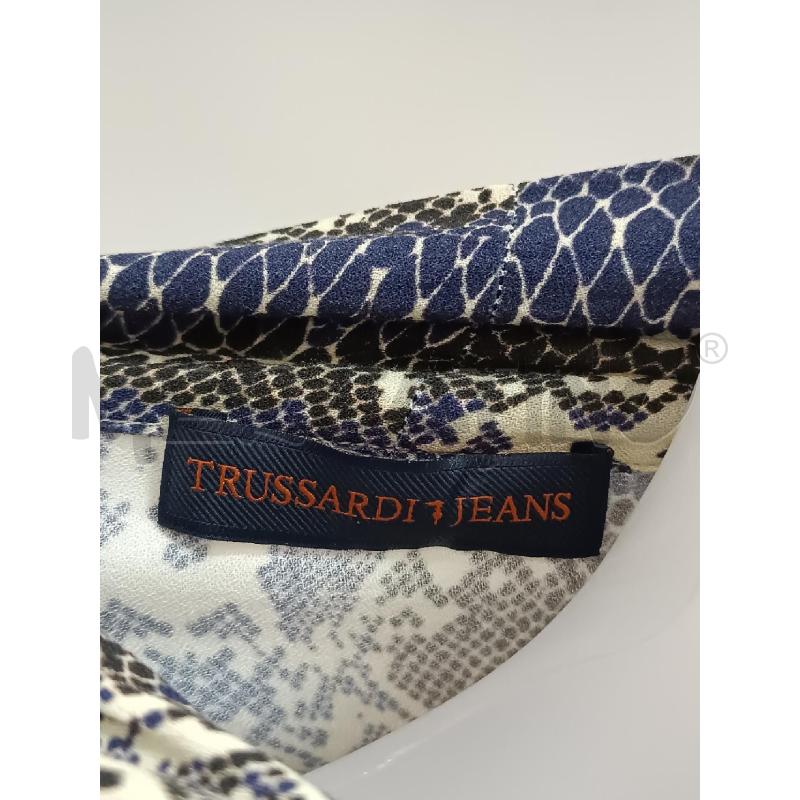 MAGLIA DONNA TRUSSARDI JEANS VIOLA BEIGE DISEGNO RETTILE  | Mercatino dell'Usato Torino tenivelli 5