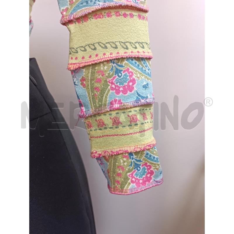 MAGLIA DONNA ZONE BLEUE PATCHWORK COLORI VERDE BLU ROSA ARABESCHE  | Mercatino dell'Usato Torino tenivelli 3