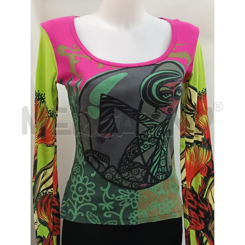 MAGLIETTA DONNA CUSTO BARCELONA VERDE FLUO VERDONE ROSA FUCSIA | Mercatino dell'Usato Torino tenivelli 1