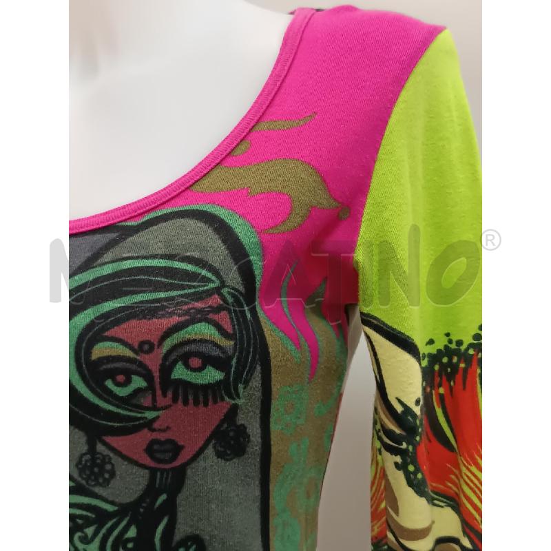 MAGLIETTA DONNA CUSTO BARCELONA VERDE FLUO VERDONE ROSA FUCSIA | Mercatino dell'Usato Torino tenivelli 2