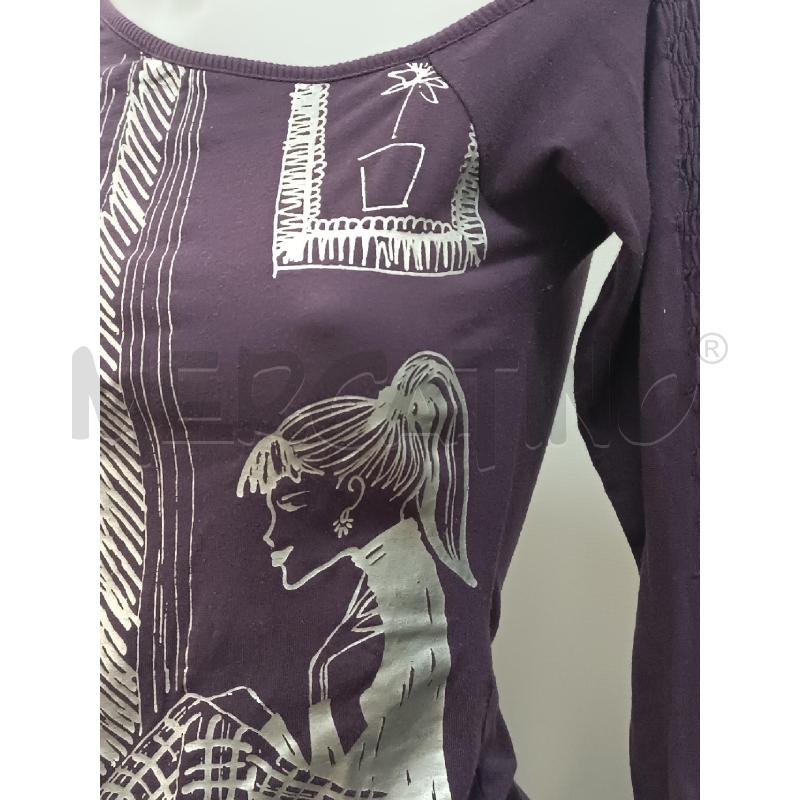 MAGLIETTA DONNA DENNYROSE VIOLA DISEGNI ARGENTO | Mercatino dell'Usato Torino tenivelli 2