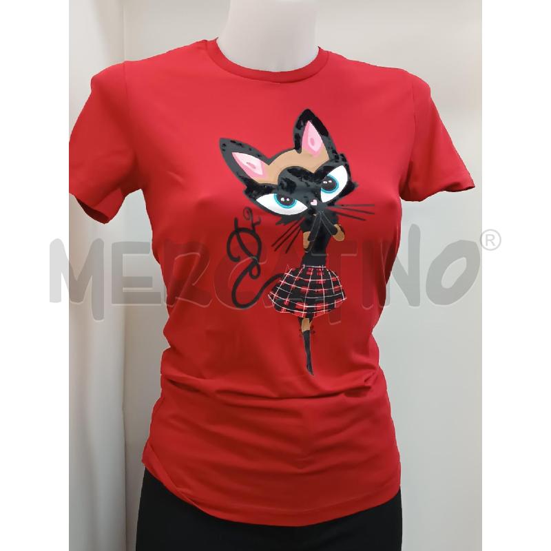 MAGLIETTA DONNA DSQUARED2 ROSSO BAMBINA GATTO  | Mercatino dell'Usato Torino tenivelli 1