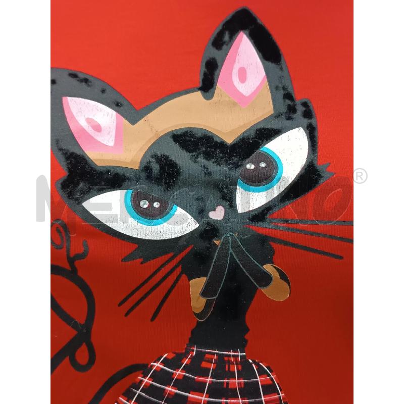 MAGLIETTA DONNA DSQUARED2 ROSSO BAMBINA GATTO  | Mercatino dell'Usato Torino tenivelli 2