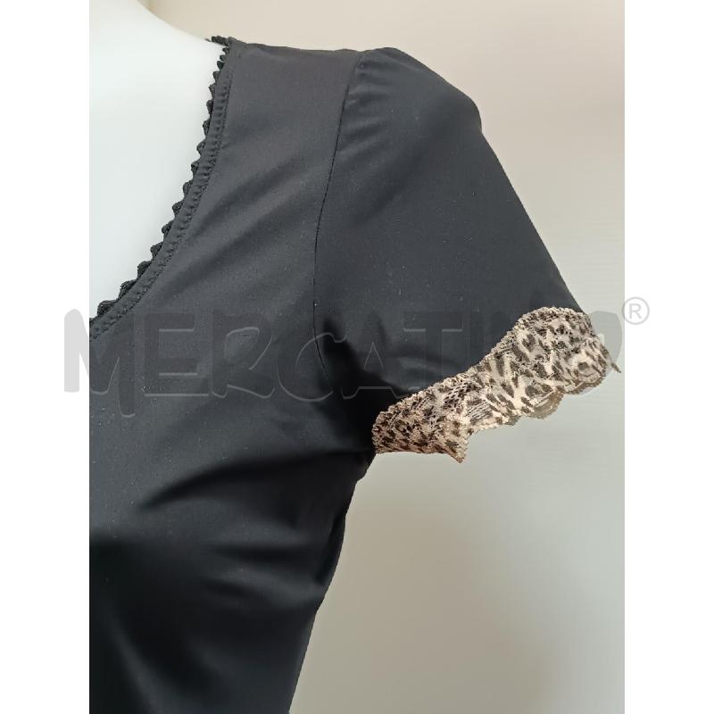 MAGLIETTA DONNA JUST CAVALLI NERA BORDI ANIMALIER BEIGE  | Mercatino dell'Usato Torino tenivelli 2