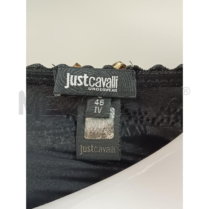 MAGLIETTA DONNA JUST CAVALLI NERA BORDI ANIMALIER BEIGE  | Mercatino dell'Usato Torino tenivelli 4