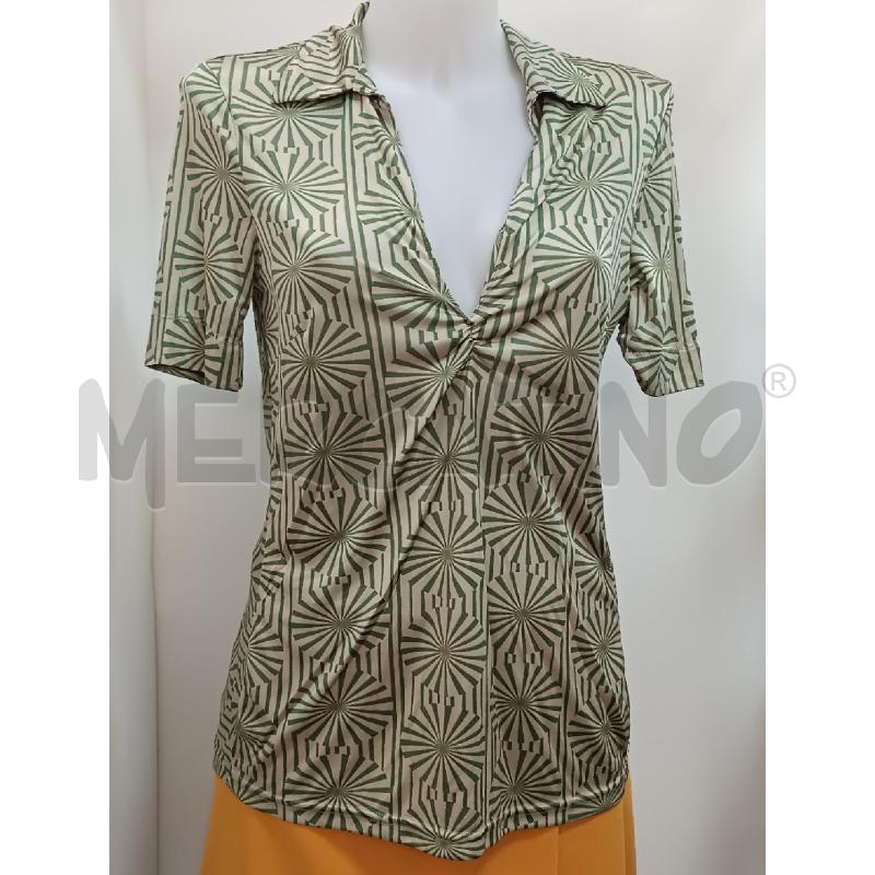 MAGLIETTA DONNA KOOKAI VERDE BEIGE GEOMETRIA 1/2 MANICA  | Mercatino dell'Usato Torino tenivelli 1