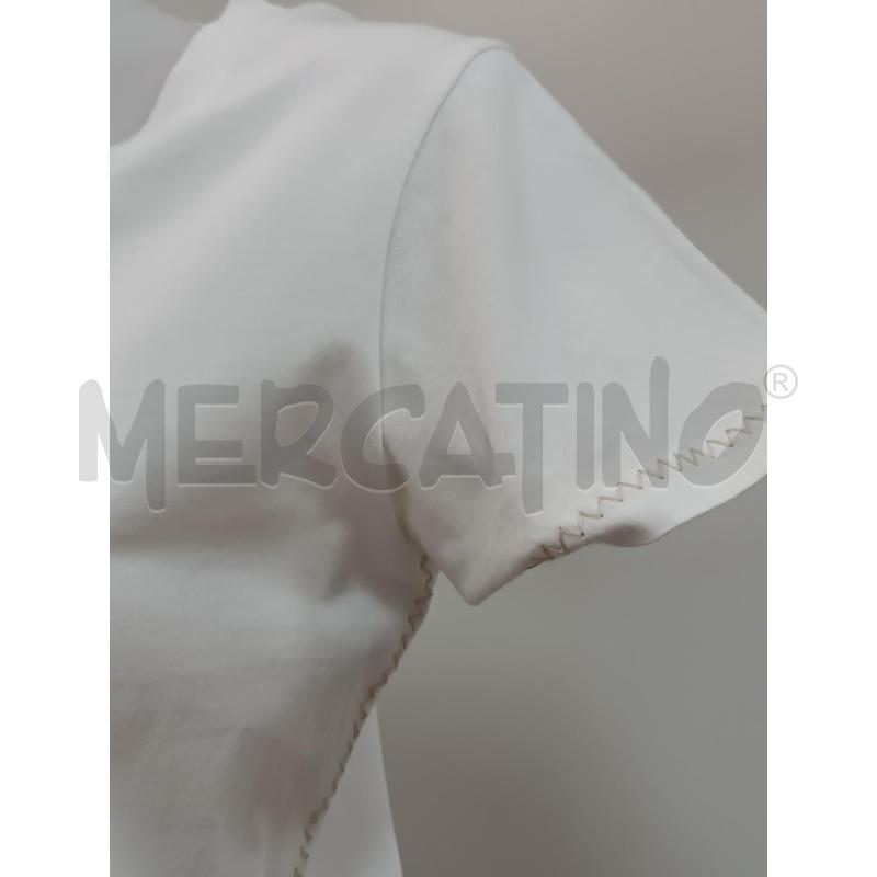 MAGLIETTA DONNA MARELLA SPORT BIANCA CUCITURE ZIG ZAG BEIGE  | Mercatino dell'Usato Torino tenivelli 2