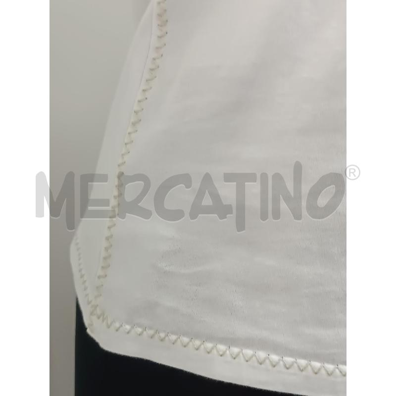 MAGLIETTA DONNA MARELLA SPORT BIANCA CUCITURE ZIG ZAG BEIGE  | Mercatino dell'Usato Torino tenivelli 3