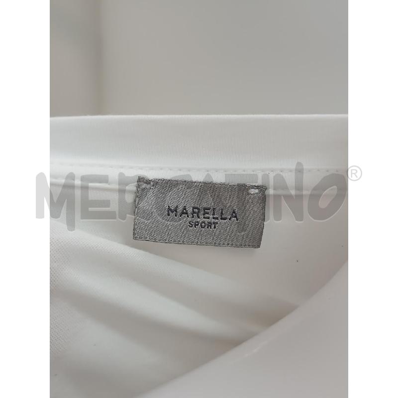 MAGLIETTA DONNA MARELLA SPORT BIANCA CUCITURE ZIG ZAG BEIGE  | Mercatino dell'Usato Torino tenivelli 4