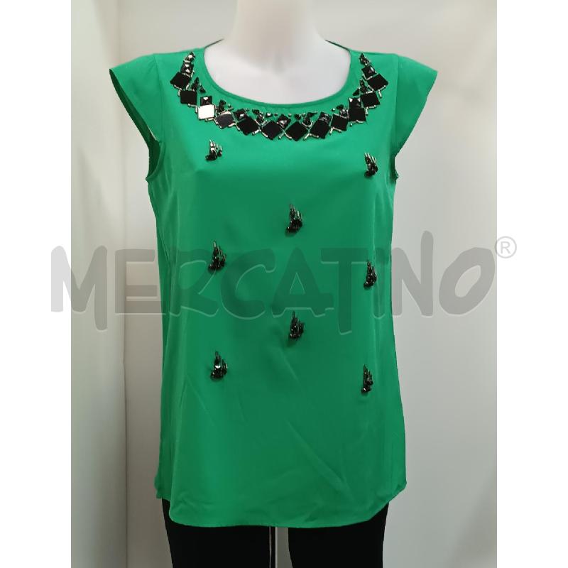 MAGLIETTA DONNA PENNYBLACK VERDE GIOIELLI E PERLINE NERE  | Mercatino dell'Usato Torino tenivelli 1