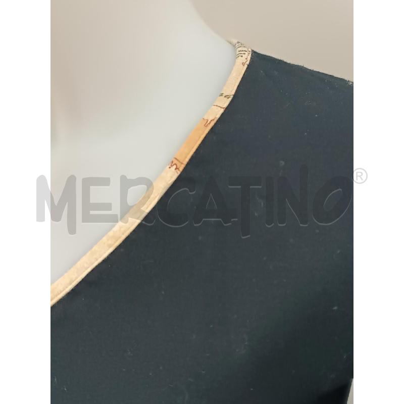 MAGLIETTA DONNA PRIMACLASSE NERA BORDI MAPPAMONDO BEIGE  | Mercatino dell'Usato Torino tenivelli 2