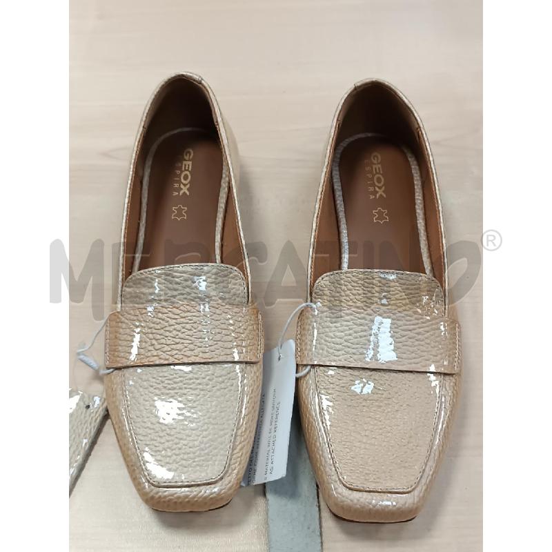 MOCASSINI DONNA GEOX PELLE MARTELLATA E VERNCICATA BEIGE DORATE  | Mercatino dell'Usato Torino tenivelli 1